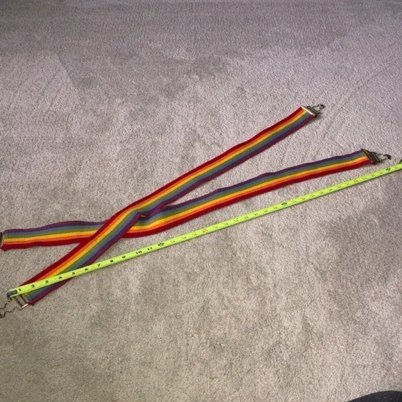 Vintage Rainbow‎ Striped Suspenders Button Attachment - Picture 5 of 13